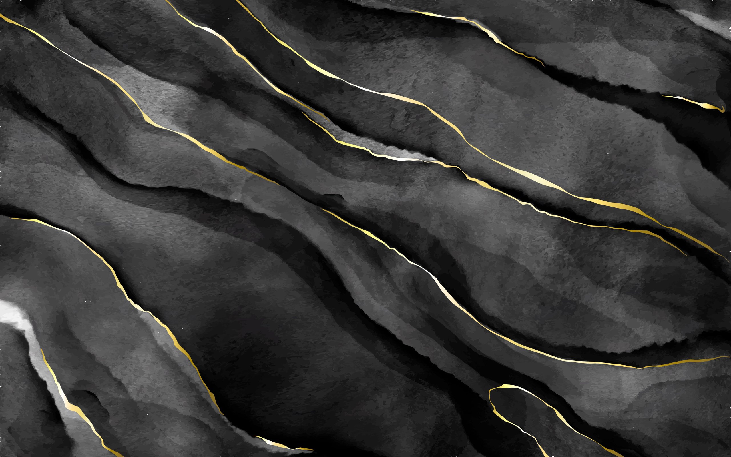 Black Watercolor Stone with Golden Veins